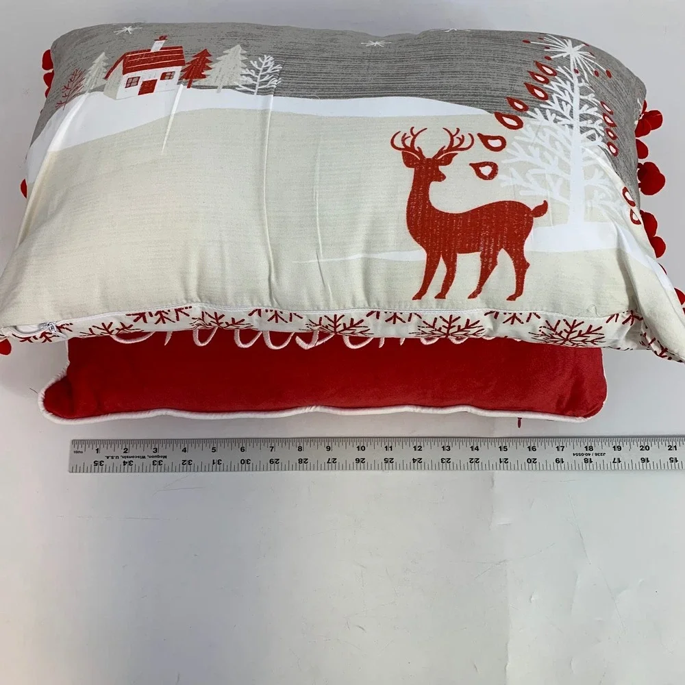 South Shore Linens Christmas Holiday Throw Pillow &‎ Cover Set Snowflake Trees